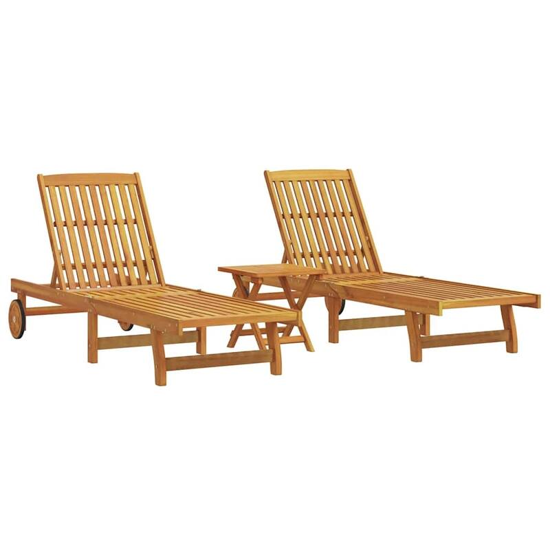 vidaXL Patio Lounge Chair Outdoor Sunbed Poolside Sunlounger Solid Wood Acacia - 78.3" x 23.2"/24.8" x 11.8"/24.4"/29.9"/33.5"