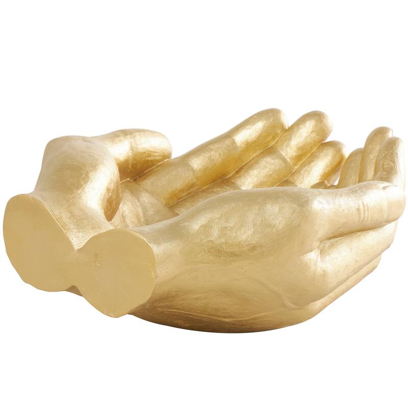 Classic Polystone Open Hands Sculpture - White or Gold