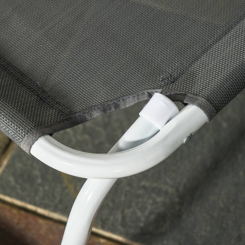 Outsunny Folding Chaise Lounge, Outdoor Sun Tanning Chair, Four-Position Reclining Back, Armrests, Iron Frame & Mesh Fabric