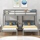 preview thumbnail 4 of 7, Twin over Twin & Twin Bunk Bed with Built-in Middle Drawer