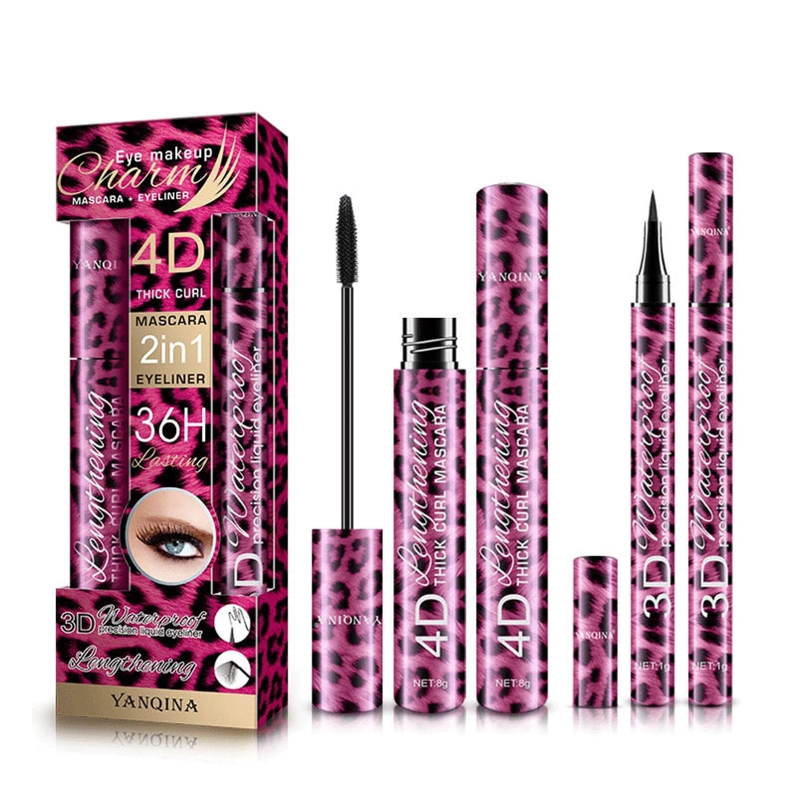 4d Fiber Mascara And Eyeliner Set Thickens Makeup And Length, And Lasts All 10ml - Overstock - 37566118