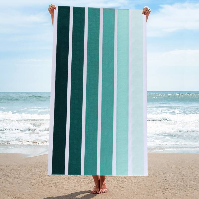 Superior Faded Stripes Cotton Velour Quick-Dry Oversized Beach Towel