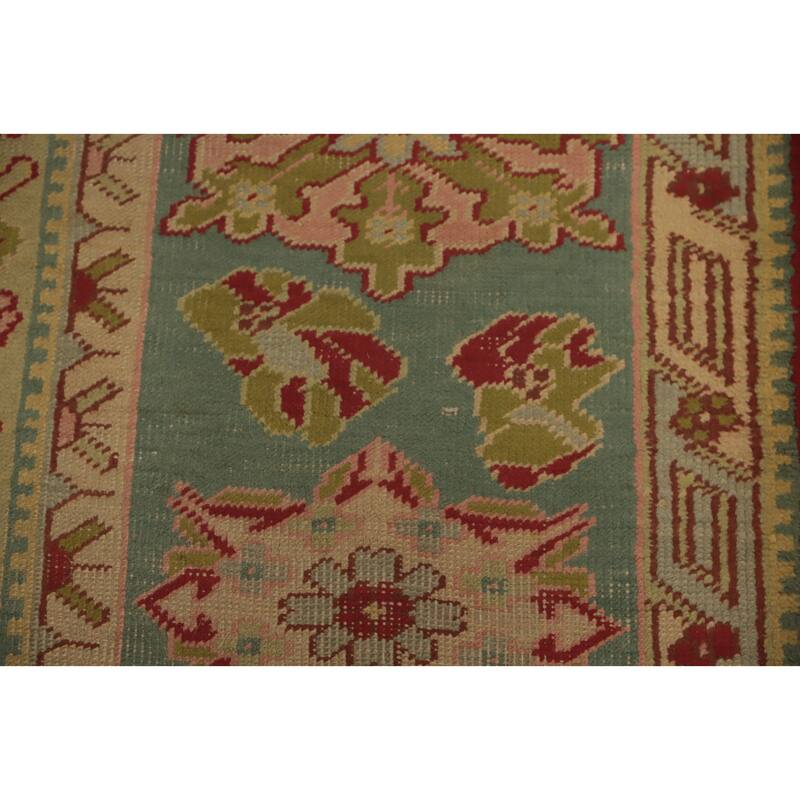 Hand Knotted Oriental 100% Wool Carpet Transitional Medallion Red Oushak Area Rug - 13' 10'' X 10' 1''