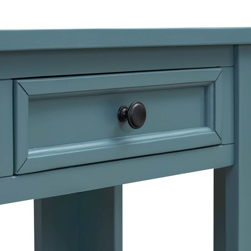 Rustic Wood Console Table Entry Hallway Table, 63" Rectangular Sofa Side Table with 4 Storage Drawers and Bottom Shelf