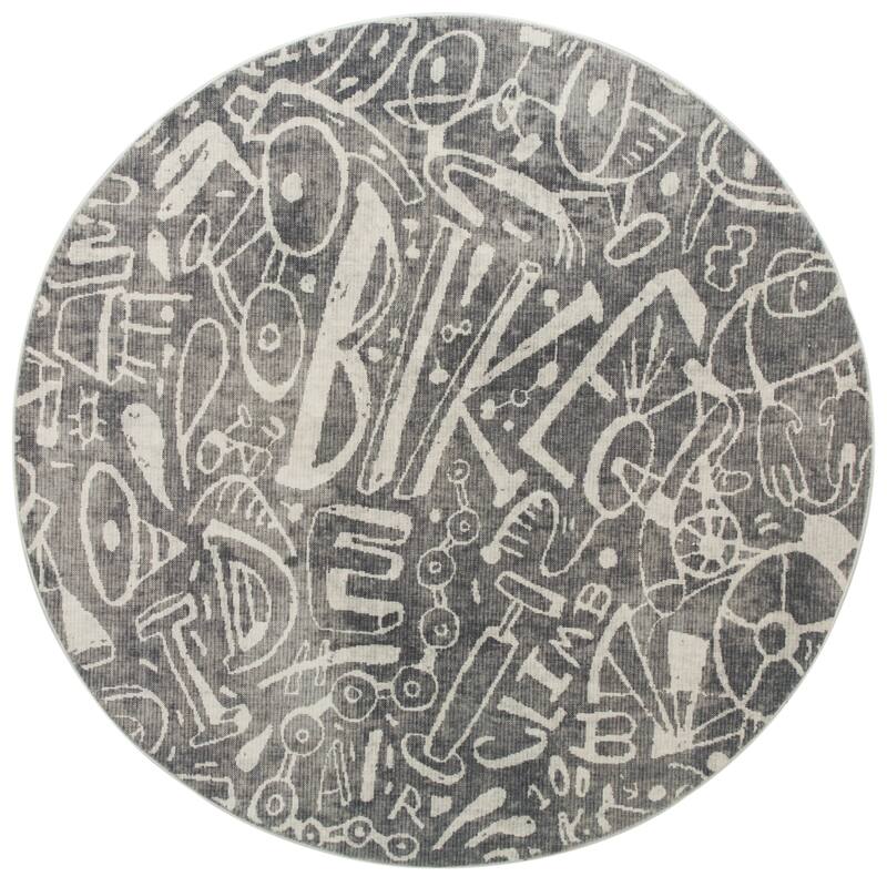 Katie Merz SPORTSGLYPHS Bicycle Area Rug - 6' Round - Grey
