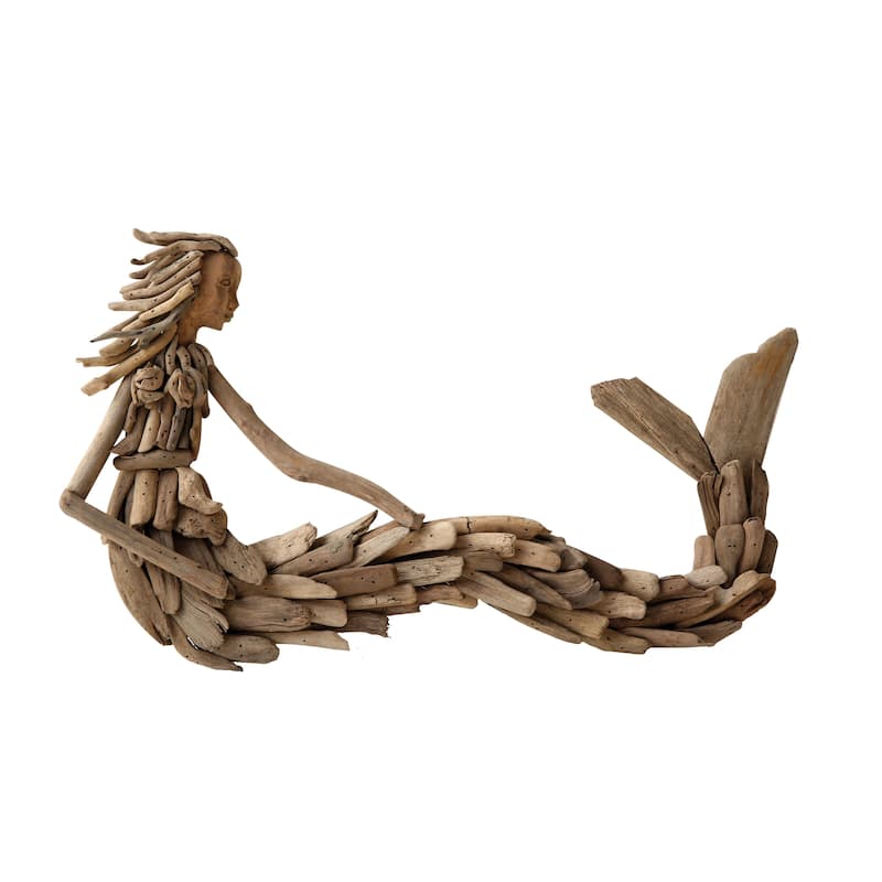 Driftwood Mermaid Wall Decor - 21" x 13" - Brown