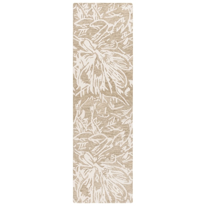 SAFAVIEH Handmade Jardin Antonella Country Wool Rug - 2'3" x 8' Runner - Grey/Ivory