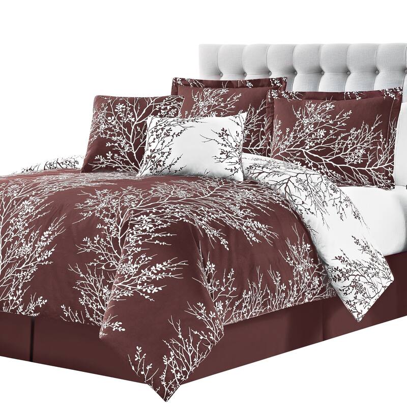 Elegant 6-Piece Reversible Foliage Comforter Set