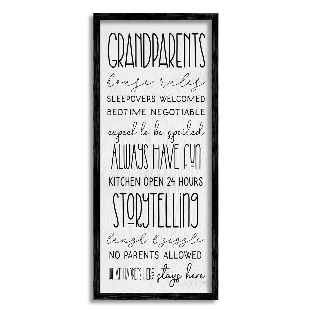 Stupell Grandparents House Rules Fun Rustic Family Sign Framed Wall Art - Black