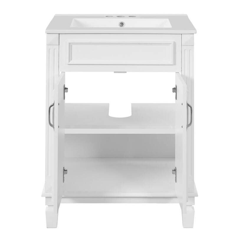 24'' Bathroom Vanity with Sink - Modern Storage Cabinet with 2 Soft-Closing Doors and Adjustable Shelf
