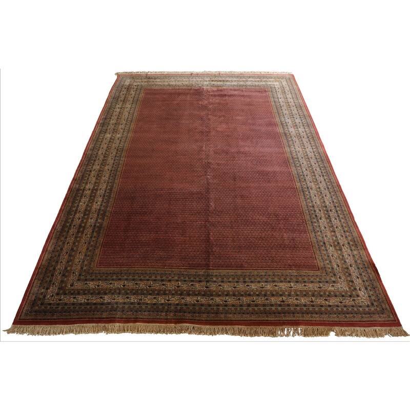12x18'6'' Hand Knotted Wool Paisley Rust Traditional Rug - 12' x 18' 6''
