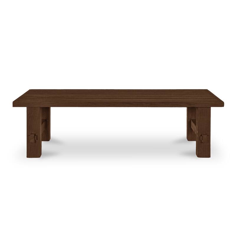 NADAAL STUDIOS Zirelle Outdoor Bench, Traditional Slatted Top, FSC Certified Solid Teak, Seats 3-4, Brown