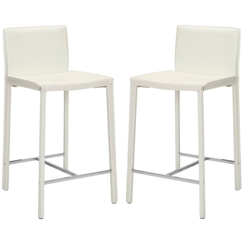SAFAVIEH Jeraldine Mid-Century 26-inch Ave White Counter Stool (Set of 2) - 18.3" x 19.7" x 35.4" - 18Wx20Dx35H - White