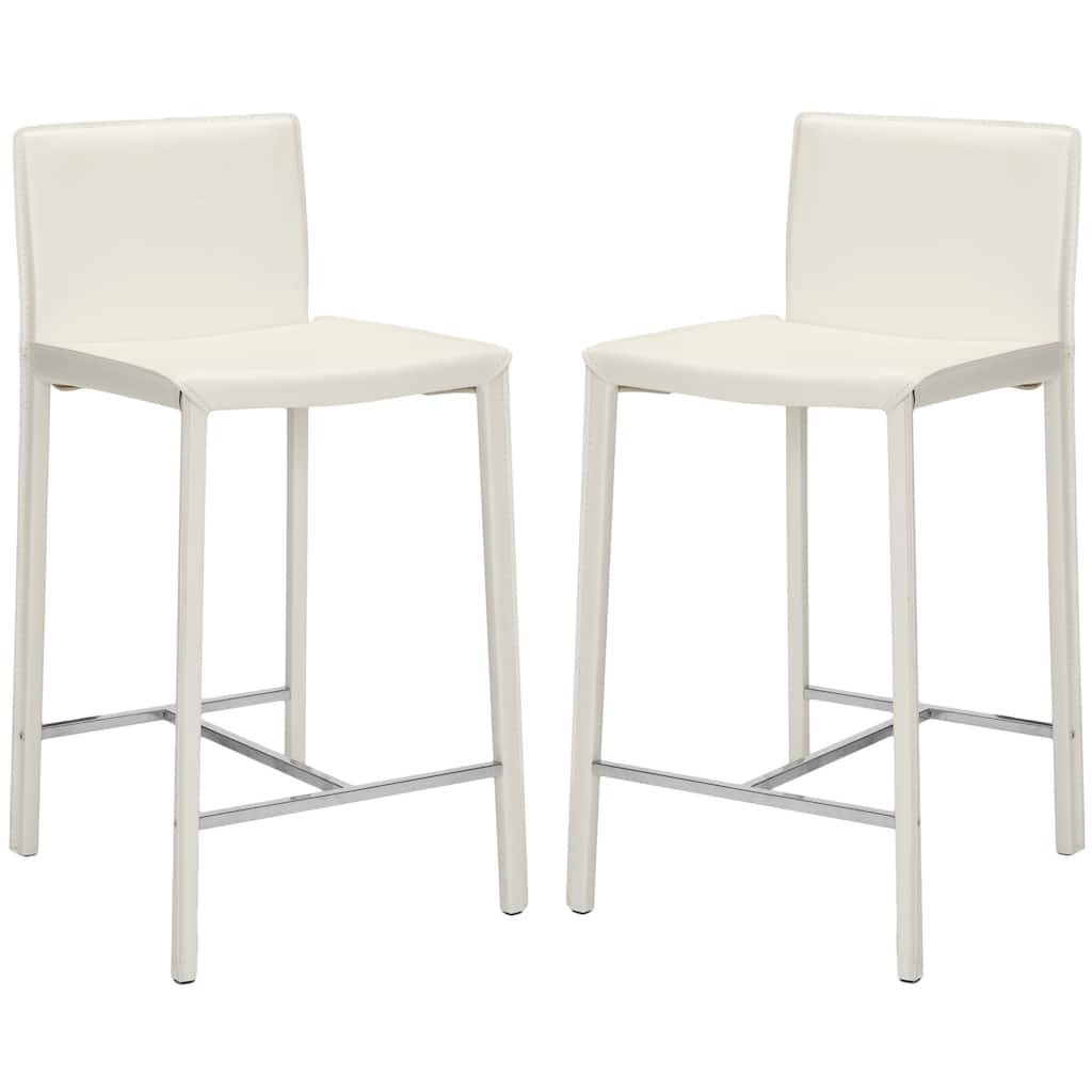 SAFAVIEH Jeraldine Mid-Century 26-inch Ave White Counter Stool (Set of 2) - 18.3" x 19.7" x 35.4" - 18Wx20Dx35H
