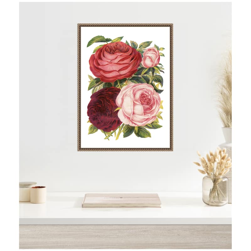 Kate and Laurel Sylvie Victorian Flowers Framed Canvas by The Creative Bunch Studio