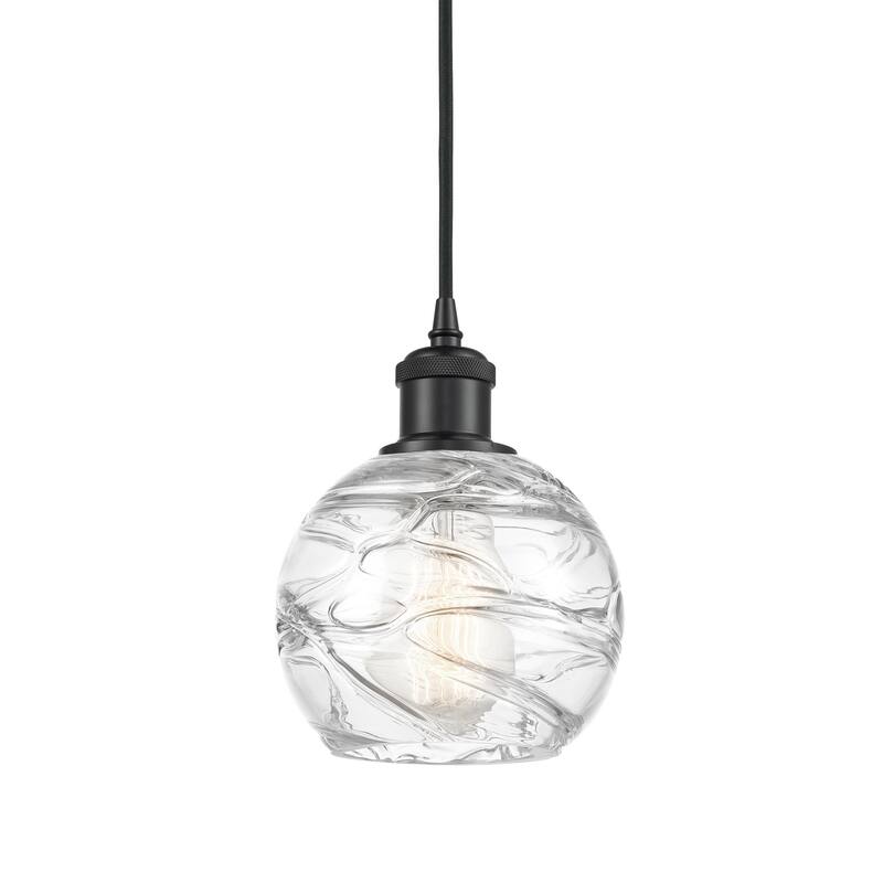Innovations Lighting 516-1P-8-6 Athens Pendant Athens 6" Wide Mini - Clear Deco Swirl / Matte Black