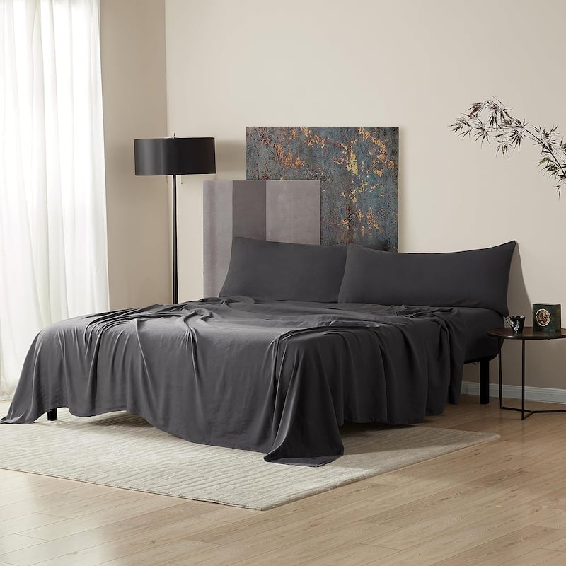 Dark Sky Reserve® - Bamboo Linen Sheet Set - Portugal Made - Faded Black