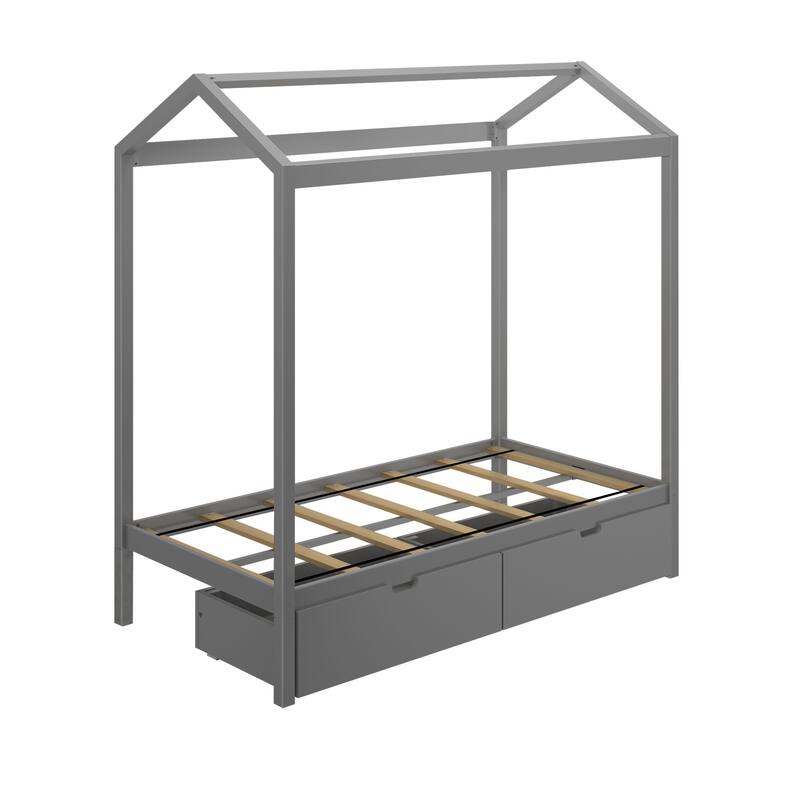 Max and Lily Twin House Bed with Storage Drawers