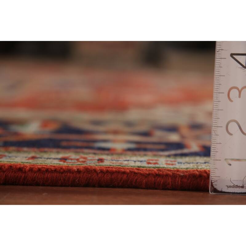 Orange Medallion Heriz Serapi Indian Area Rug Hand-Knotted Wool Carpet - 8'11"x 11'9"