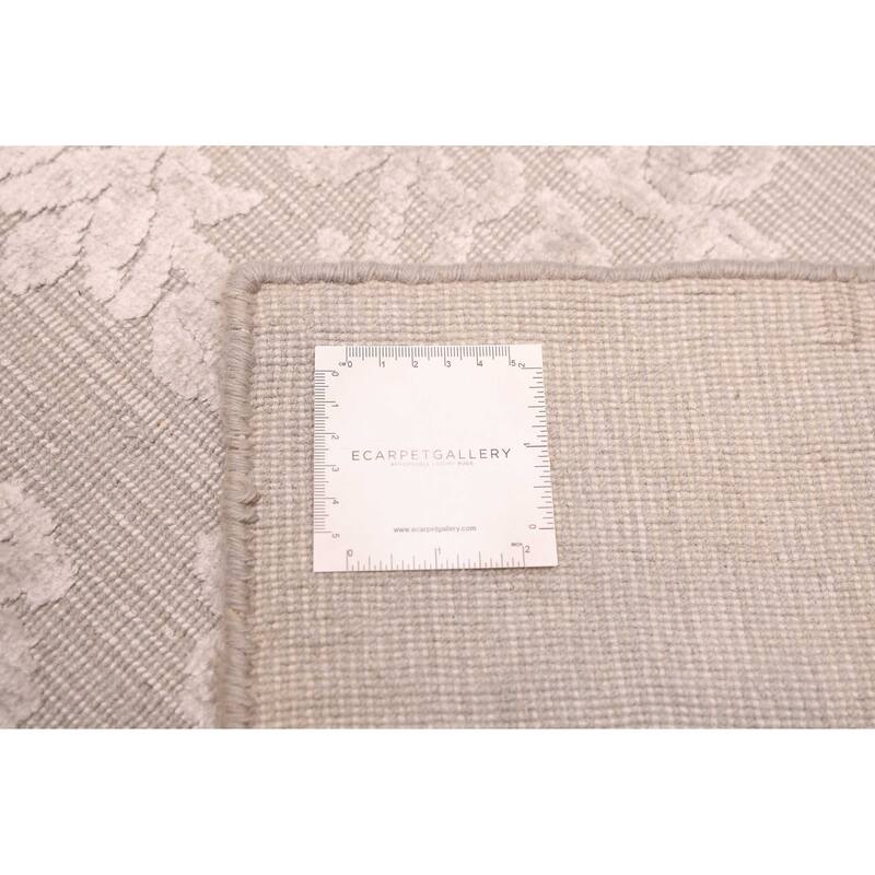 ECARPETGALLERY Hand Loomed Elysian Light Grey Viscose, Wool Rug - 8'5 x 8'2