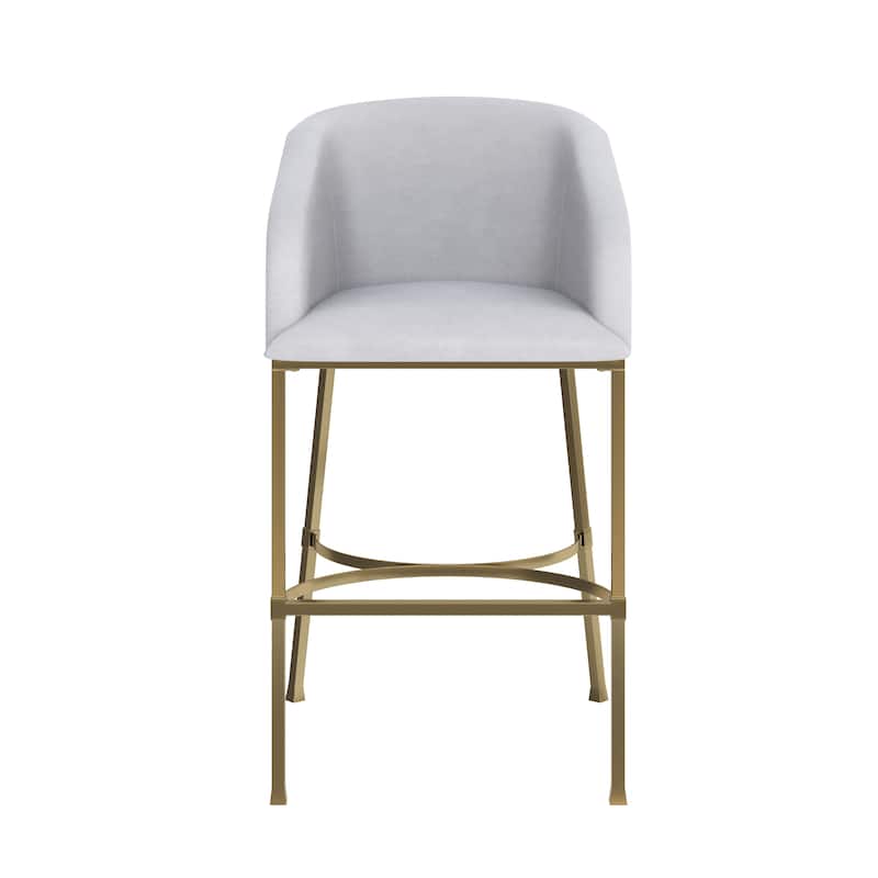 Hampton Modern Bar Stool, Faux Leather and Gold Finish Metal Frame