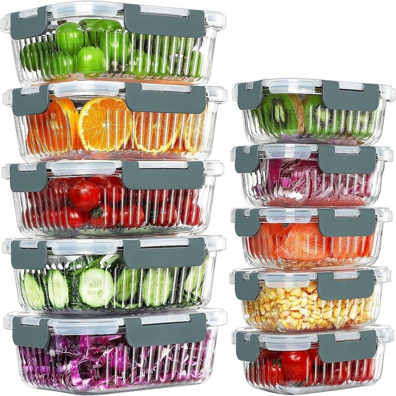 C CREST [10-Pack, 34Oz] Glass Meal Prep Containers Food Storage