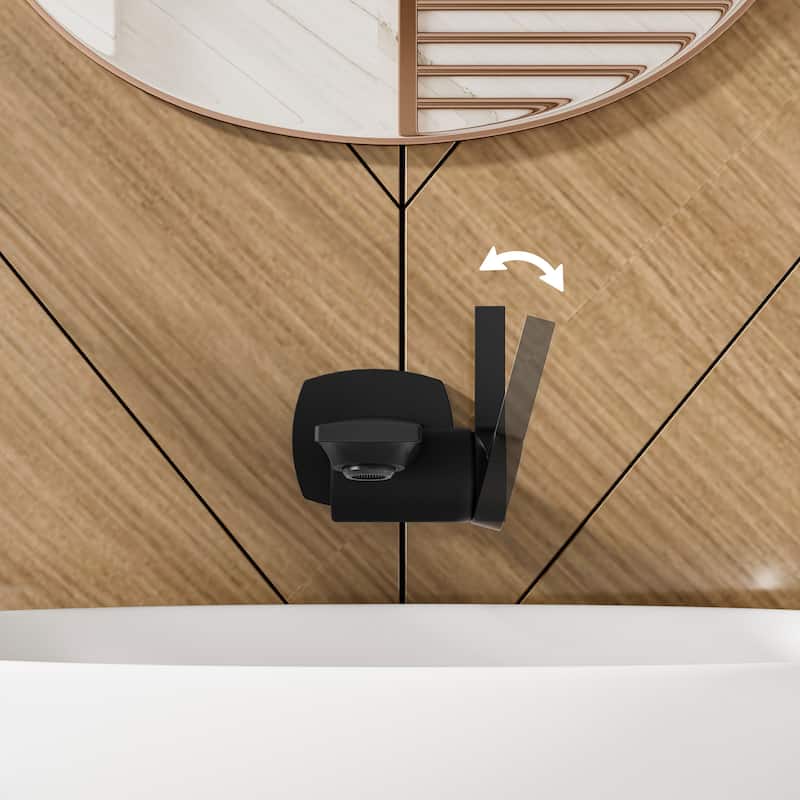 Modland Wall Mount Single Hole Bathroom Faucet, NSF/CUPC Certified & Salt Spray 8 (Matte Black/Rose Gold)