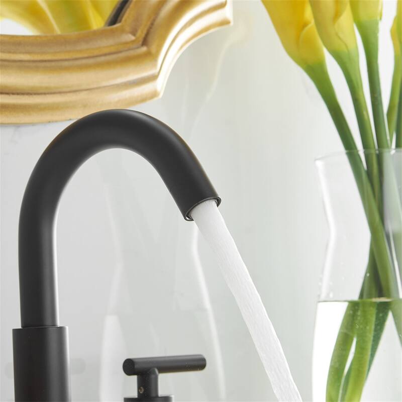 8 Inch Widespread Bathroom Faucet With Drain Assembly 3 Hole Bathroom Sink Faucet Black Double Handle Modern Basin Vanity Taps