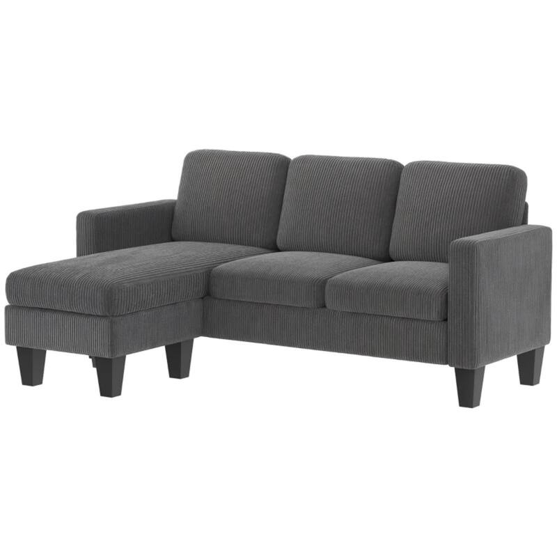 72.8" Modern L-Shaped Corduroy Sectional Sofa