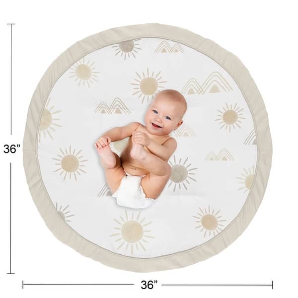 Sweet Jojo Designs Boho Desert Sun Taupe Baby Tummy Time Playmat Neutral Tan Beige Ivory Gold Cream Off White Bohemian Mountain