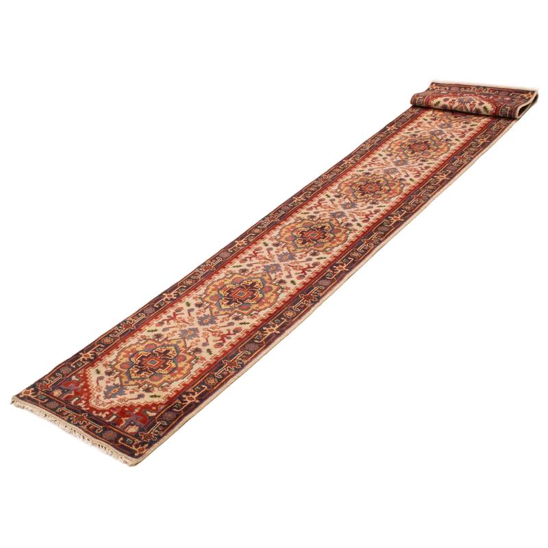ECARPETGALLERY Hand-knotted Serapi Heritage Cream Wool Rug - 2'6 x 15'9