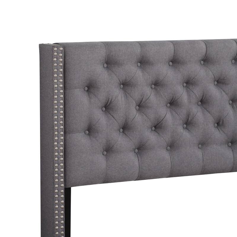 Tufted Upholstered Panel Queen Bed - 86" - Gray