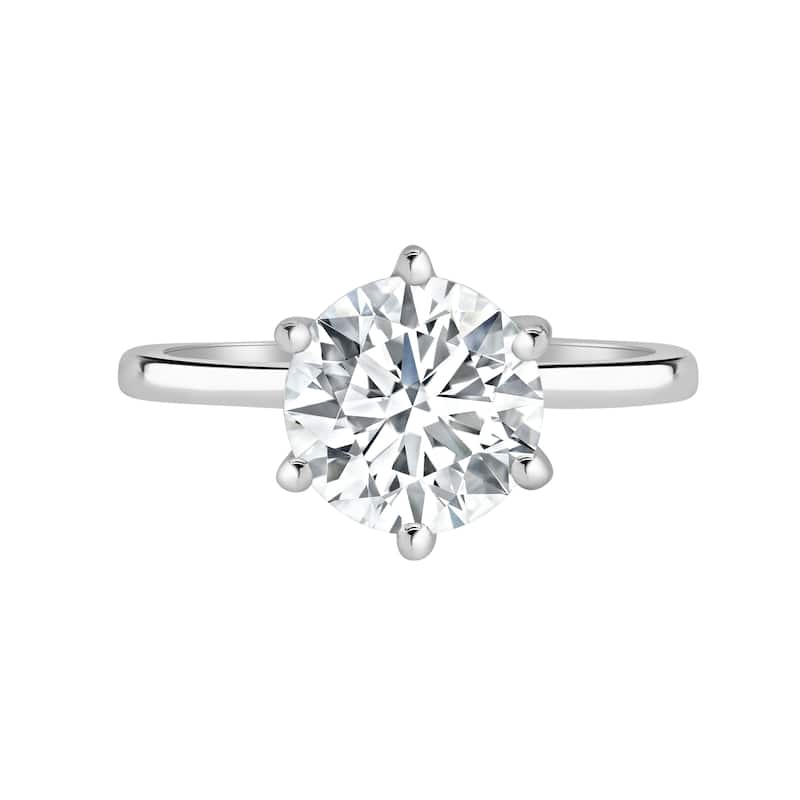 Auriya 14k Gold 7 1/6 ctw Lab grown 6-Prong Round Hidden Halo Diamond Engagement Ring (F-G VS) - White - 4