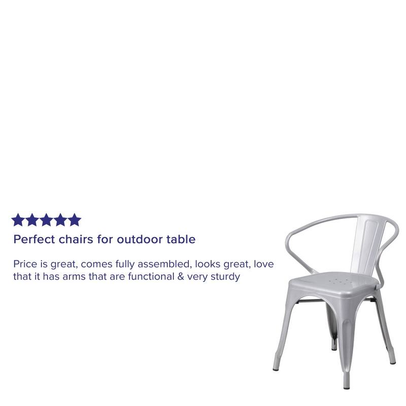 4 Pack Metal Indoor-Outdoor Chair with Arms