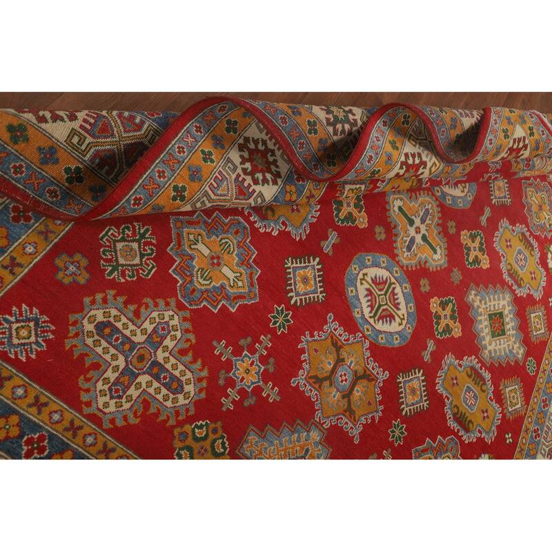 Geometric Kazak Oriental Area Rug Handmade Dining Room Wool Carpet - 8'1" x 10'3"