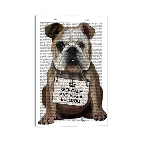 iCanvas "Hug A Bulldog" by Fab Funky Canvas Print