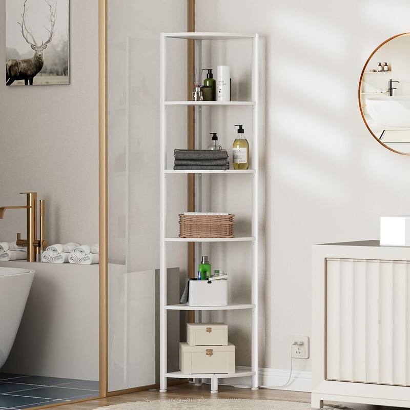 6 Tier Corner Shelf with LED Light Standing Shelf