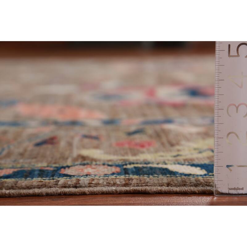 Hand Knotted Oriental 100% Wool Carpet Transitional All-Over Brown Oushak Area Rug - 11' 9'' X 9' 2''