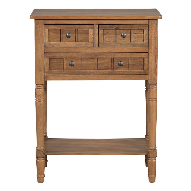 Narrow Console Table, Slim Sofa Table with Three Storage Drawers and Bottom Shelf for Living Room, Easy Assembly