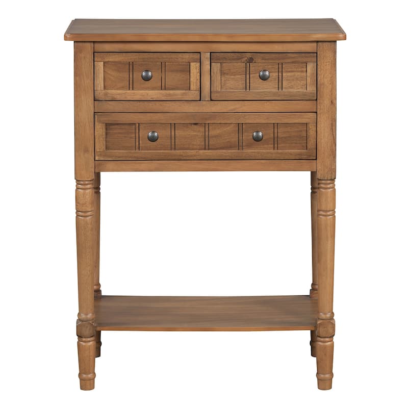 Narrow Console Table, Slim Sofa Table with Three Storage Drawers and Bottom Shelf