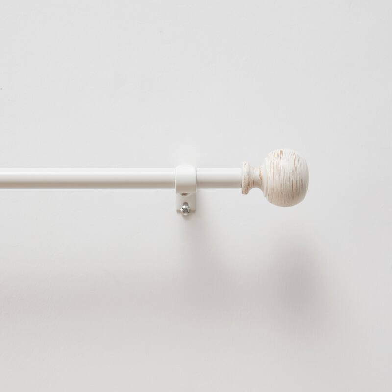 Martha Stewart Bergen Window Rod and Finial Set - 48"-86" - White Washed Wood