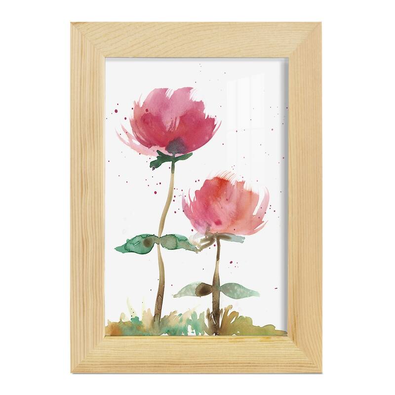 Pink Fleurs I -Framed Print w/glass-Cherry Red