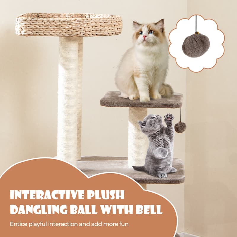 4-Layer Cat Tower with Scratching Posts Condo and Washable Cushions - 23.5" x 19" x 52"