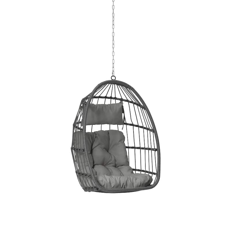 GDFStudio - Penelope Outdoor Rattan Egg Swing Chair for Relaxed and Stylish Garden Lounging