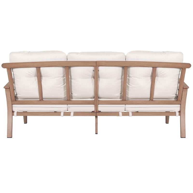 4-Piece Patio Conversation Set with Cushions, Aluminum Frame, Beige