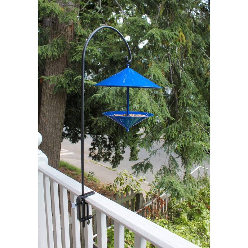 Achla Designs Height Adjustable Rail Mounted Pole, 40 Inch Tall, Black Powder Coat Finish