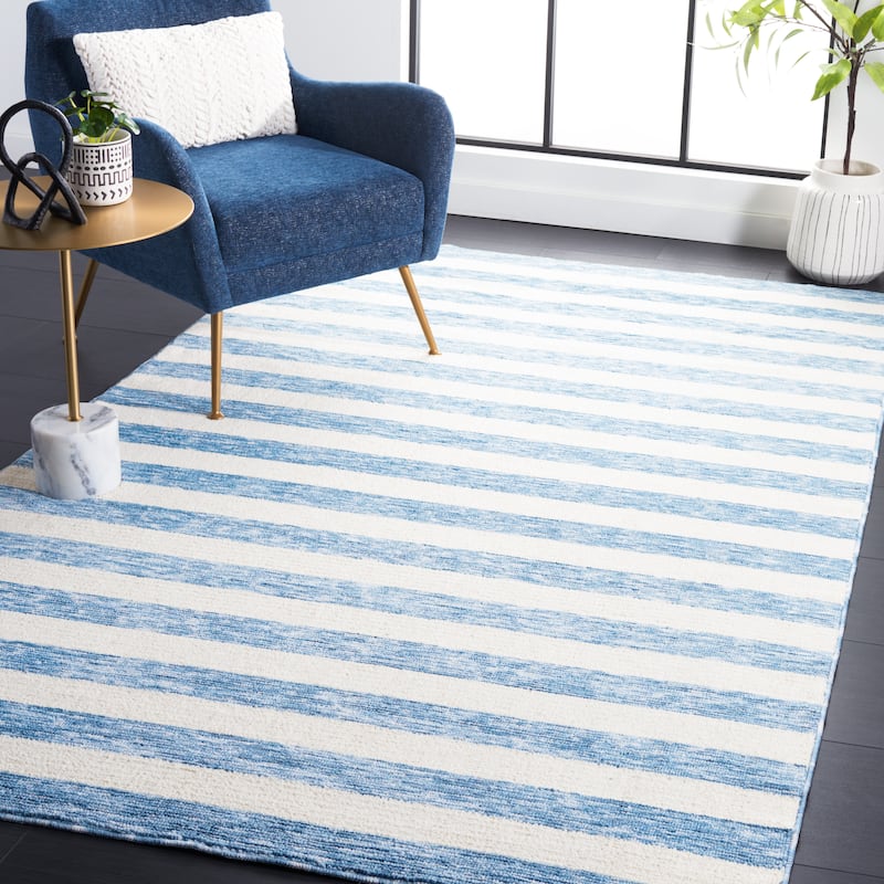 SAFAVIEH Easy Care Machine Washable Juliyana Stripe Rug - 3' x 5' - Light Blue/Ivory