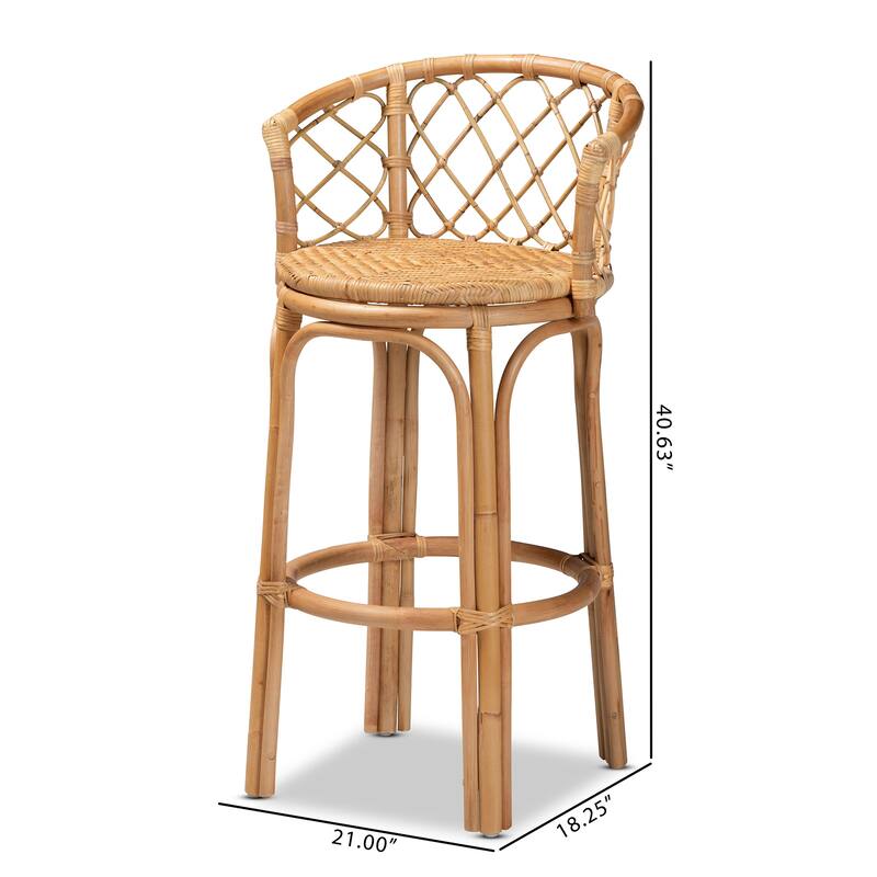 Orchard Modern Bohemian Natural Brown Rattan Bar Stool
