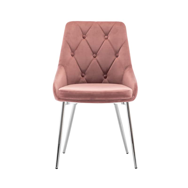 Porthos Home Tam Tufted Velvet Dining Chairs with Chrome Legs, Set of 2