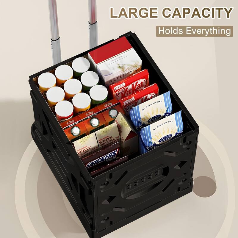 VECELO 16 gallons Shopping Carts with Wheels, Folding Storage Bins, Light Weight Platform Trucks Dolly